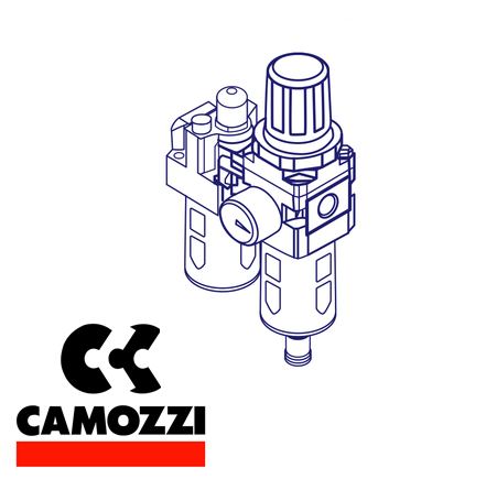 Camozzi MX3-1-FR0304 Auto Drain, 25 Micron, Self Relieving, 0.5-10 Bar, Built in Gauge, 25 Micron, Series MX Filter/Regulator